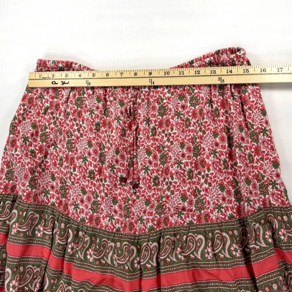 Vintage Boho Hippie Tiered Paisley Maxi Midi Skirt Size Medium - Picture 3 of 3